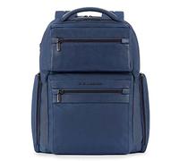 PIQUADRO Woody Grand sac à dos en cuir et tissu de porte, bleu, 15.6, Professionnel