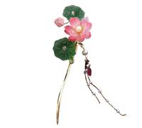 Pique à Cheveux de Pompons Épingles à cheveux style chinois en forme de fleur de lotus, faites à la main, en alliage, for chignon Hanfu, for fête