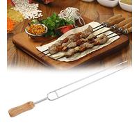 Pique Brochette en Forme De U en Acier Inoxydable pour Barbecue, Broche Barbecue avec Manche en Bois pour Barbecue, Viande, légumes, Pain de Stock, grillades