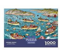 Pique-Nique en Bateau de l'archipel suédois Puzzle en Bois Imperméable DIY Puzzles De 1000 Pièces pour Adultes Cadeaux Coloré De Décoration pour La Maison