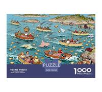 Pique-Nique en Bateau de l'archipel suédois Puzzle en Bois Imperméable DIY Puzzles De 1000 Pièces pour Adultes Cadeaux Impossible Jeux Éducatifs