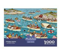 Pique-Nique en Bateau de l'archipel suédois Puzzle en Bois Imperméable DIY Puzzles De 1000 Pièces pour Adultes Cadeaux Amusant De Décoration pour La Maison