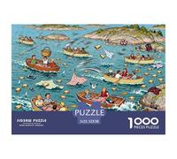 Pique-Nique en Bateau de l'archipel suédois Puzzle en Bois Imperméable DIY Puzzles De 1000 Pièces pour Adultes Impossible Jeux Éducatifs