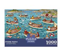 Pique-Nique en Bateau de l'archipel suédois Puzzle en Bois Imperméable Puzzles De 1000 Pièces pour Adultes Cadeaux Défi Et Casse-tête De Décoration pour La Maison