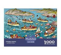 Pique-Nique en Bateau de l'archipel suédois Puzzle en Bois Imperméable Puzzles De 1000 Pièces pour Adultes Coloré Jeux Éducatifs