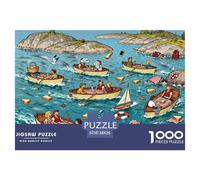 Pique-Nique en Bateau de l'archipel suédois Puzzle en Bois Imperméable Puzzles De 1000 Pièces pour Adultes Cadeaux Impossible Jeux Éducatifs