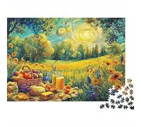 Pique-Nique ensoleillé 1000 Piece Recycled Cardboard Impression Pique-Nique capricieuse Jigsaw Puzzle Set Adult Jigsaws Brain Training Educational Game Home Gift for Puzzle Fans 52x38cm/1000pcs