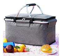 Pique-Nique Isotherme, Panier Pique-Nique Glacière Portable 26L, Grand Sac Isotherme avec Poignée Transport Renforcée, Courses Isotherme Pliable