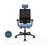 Piqueras y Crespo BORMATE Fauteuil ergonomique Dossier Maille - Accoudoir 2D - Assise et appui-Tête - Bleu ciel