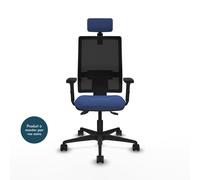 Piqueras y Crespo BORMATE Fauteuil ergonomique Dossier Maille - Accoudoir 2D - Assise et appui-Tête - Bleu marine
