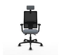 Piqueras y Crespo BORMATE Fauteuil ergonomique Dossier Maille - Accoudoir 2D - Assise et appui-Tête - Gris