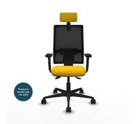 Piqueras y Crespo BORMATE Fauteuil ergonomique Dossier Maille - Accoudoir 2D - Assise et appui-Tête - Jaune
