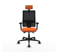 Piqueras y Crespo BORMATE Fauteuil ergonomique Dossier Maille - Accoudoir 2D - Assise et appui-Tête - Orange