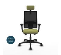 Piqueras y Crespo BORMATE Fauteuil ergonomique Dossier Maille - Accoudoir 2D - Assise et appui-Tête - Vert olive