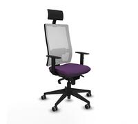 Piqueras y Crespo - Chaise de bureau PC modèle four avec accoudoirs 1D, tête fixe, soutien lombaire 1D et dossier réglable en hauteur, idéal pour posture et studio musical.