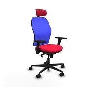 Piqueras y Crespo Chaise de bureau pour lombalgie, personnes grandes et petites, avec dossier fixe, tête de lit 2D, soutien lombaire 1D, bras 3D, mécanisme synchrone 5 positions, 120 kg, 24 heures