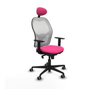 Piqueras y Crespo Chaise Jorquera : chaise PC de bureau, chaise posturale ergonomique, chaise type caissier ergonomique, chaises de service public de couleur noire avec tête fixe et support lombaire