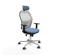 Piqueras y Crespo Jorquera Chaise de travail jusqu'à 120 kg avec dossier fixe, tête de lit 2D, soutien lombaire 1D, accoudoirs 1D et mécanisme synchrone 5 positions, idéal pour le télétravail
