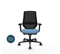 Piqueras y Crespo MARDOS Fauteuil ergonomique Dossier Maille - Accoudoirs 2D - Assise Bleu ciel