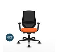 Piqueras y Crespo MARDOS Fauteuil ergonomique Dossier Maille - Accoudoirs 2D - Assise Orange
