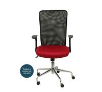 Piqueras y Crespo MINAYA Fauteuil de bureau - Dossier Maille Noir - Accoudoirs et base chromée - Assise tissu 3D Rouge