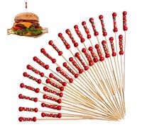 Piques À Cocktail - Lot De 100 Pièces Brochettes À Dessert Avec Perle Et Corde Décoratives,Brochettes de 12 cm pour Apéritifs et Amuse-Bouches,Pour Cocktail, Fête, Mariage, Boissons,