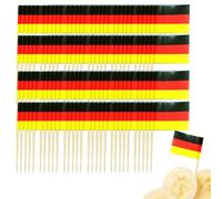 Piques alimentaires - Piques alimentaires pour - Mini drapeaux sur bâtonnets - Décorations de cupcake décoratives - Petit flag OnnStick - Drapeau de l'Allemagne - 100 pièces en bois
