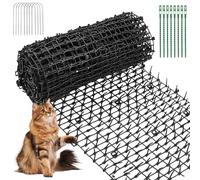 Piques anti-chat - 30 x 200 cm - Tapis répulsif pour chat en plastique noir avec 8 piquets en forme de U, bandes de picots pour jardin, clôture, intérieur et extérieur