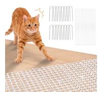 Piques anti-chats en plastique blanc avec pointes - Clôture anti-chat avec 16 piquets en forme de U et 16 attaches - Bandes anti-griffures pour jardin, clôture, extérieur - 30 x 400 cm