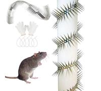 Piques anti-escalade en acier inoxydable - Pics de dissuasion pliables pour écureuils, rats, serpents, chats, bandes d'épines en métal anti-rongeurs pour arbres, tuyaux, clôtures, protection