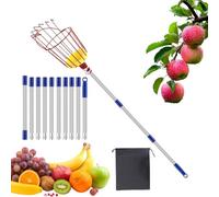 Piquet à mangue avec panier - Portable - Pince à mangue de 4 m avec poignée rétractable et panier, outil de pioche pour verger, jardin, avocat, gland, citron, poire, orange, pêche, grenade