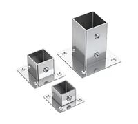 Piquet Cloture Stainless Steel Square Pipe Connector Flange Base | Outer Diameter Of 20/25/30/40mm, Corner Guard Rail Fixture(25MM)