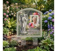 Piquet commémoratif personnalisé avec photo d'ange et de cardinal, marqueur de tombe personnalisé, plaque de jardin personnalisée avec photo et texte, piquet commémoratif en acrylique pour l'extérieur