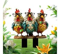 Piquet coq en acrylique pour jardin | Statuette de coq acrylique 2D verticale pour extérieur | Décoration décorative pour pelouse, patio et extérieur