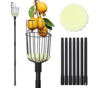 Piquet cueilleur de fruits avec panier - 257 cm Adjustable Tree Gardening Supplies with Stainless Steel Handle Apple Picker Fruit Grabber Reach Tool for Mango Pear Orange Avocados Fruit Picking