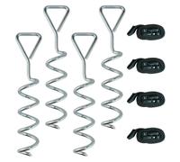 Piquet d'ancrage au sol - SPORTNOW - lot de 4 ancrages spirales, 4 sangles ajustables - acier galvanisé - 32x8cm - argent