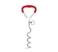 Piquet d'attache pour chien - Ancre en spirale robuste pour cour et camping en acier résistant à la rouille, poignée souple, anneau pivotant à 360°, attache sécurisée pour chiens jusqu'à 54,4 kg