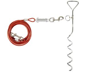Piquet d'attache pour chien avec cable Flamingo Igla Argenté 46 cm