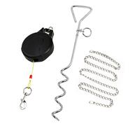 Piquet d'attache pour chien avec chaîne, laisse rétractable de 9 m avec piquet en spirale et fermoir pivotant à 360° pour max. 41 kg pour grand chien pour cour, parc, voyage, camping