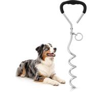 Piquet d'attache robuste de 40,6 cm pour chien - Ancre en spirale en acier massif de 9 mm avec anneau anti-enchevêtrement à 360° et poignée douce - Piquet de sol facile à installer pour la cour, le