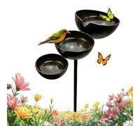 Piquet de bain d'oiseaux en cascade | Décoration extérieure antirouille à 3 niveaux | Bols d'hydratation des abeilles | Pour extérieur, cour, pelouse, patio, porche, prairie, , ferme