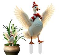 Piquet de canard, piquets de jardin d'animaux - Ornements de pelouse avec statue de canard de Noël en 2D avec lumières - Décoration réaliste de panneaux de jardin d'animaux pour l'extérieur