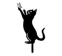 Piquet de chat en métal - Jardin silhouettes extérieur, unité de piquet de pelouse pour chat, décor silhouettes noire | Système d'ornement de jardin en métal, pièce de décoration d'affichage extérieur