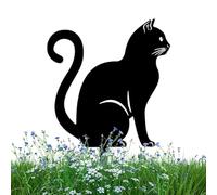 Piquet de chat noir pour jardin | Statue de chat mignonne en métal, artisanat fin, décoration de pelouse pour cour, pelouse, terrasse, amoureux des chats