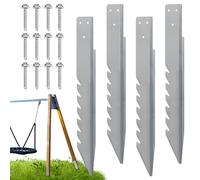 Piquet de clôture - Piquet d'ancrage au sol en métal pour stabilisation - Kit en métal avec 4 ancrages de balançoire et vis - Accessoire de terrasse stable pour poteaux basculants, supports en bois