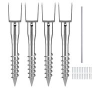 VEVOR Ancre de poteau sans creuser, 4 pcs, support de poteau à visser DIY, 100 x 70 x 700 mm, 6 tire-fonds et 1 barre d'armature, en acier robuste en U, pour boîtes aux lettres et poteaux de clôture