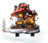 Piquet de cour de neige, piquet de patio de Noël : les graphiques décoratifs KU sont traités avec beaucoup de soin et vibrants et rimaux House Snow House Acrylique 2D Piquet en plein air, corps de