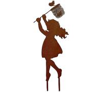 Piquet de Cour en Forme de fée Vintage, Sculpture Jardin en métal représentant Un Papillon chassant, décoration pelouse Rustique (Fille)