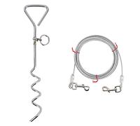 Piquet de cour pour chien avec câble d'attache, chaîne de dressage pour chien, pour extérieur, jardin, jardin, jardin, jardin, cour, piquet d'attache