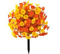 Piquet de Fleur Artificielle de Gloire du Matin, Imperméable, pour Jardins et Balcons, avec des Couleurs Orange et Jaune Vibrantes (Paquet de 2)